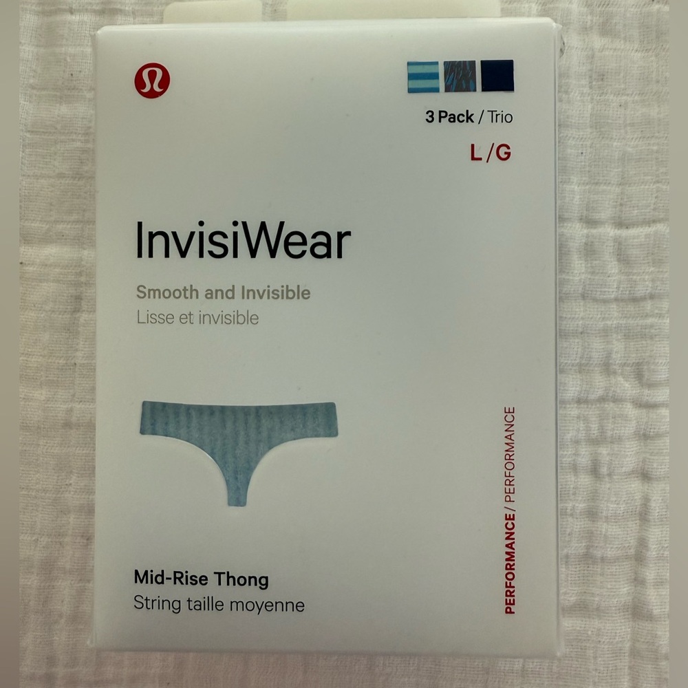 NWT Lululemon InvisiWear Mid Rise Thong Underwear 3 Pack Size Large
